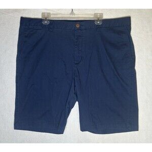 Tommy Bahama Men's Blue Chino Shorts Solid Flat Front Stretch Slash Pockets 42W
